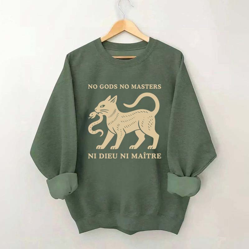 No Gods No Masters Ni Dieu Ni Maître Cat Sweatshirt