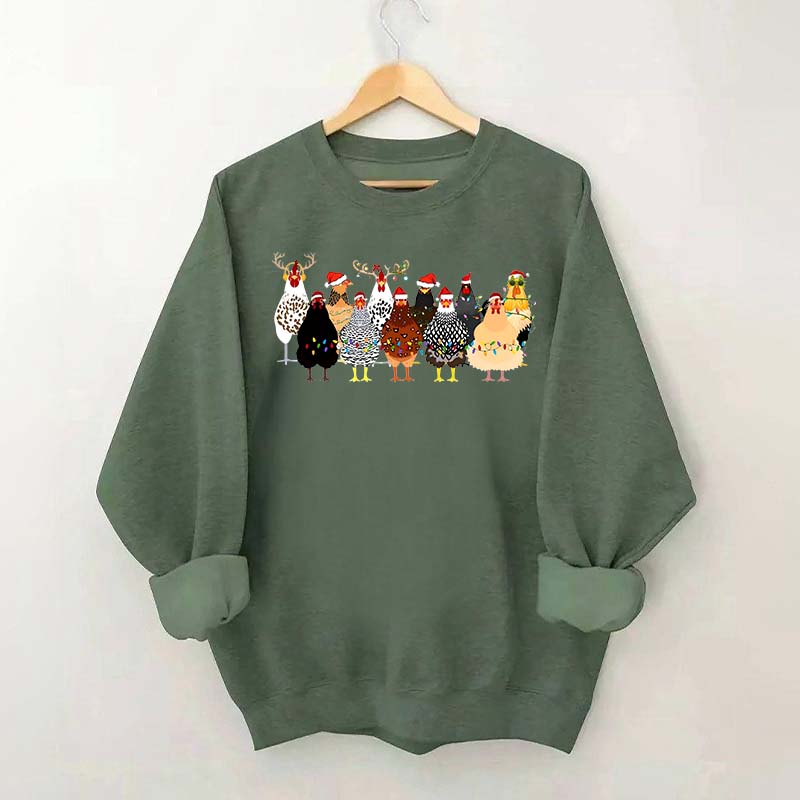 Funny Christmas Holiday Chickens Sweatshirt