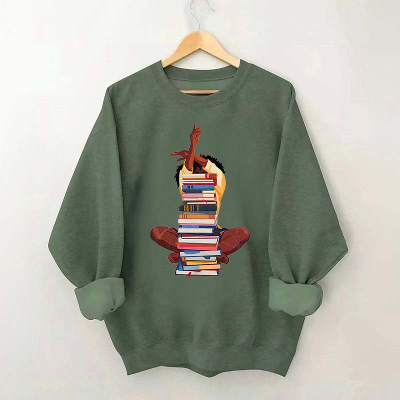 Black Woman With Books Sweatshirt