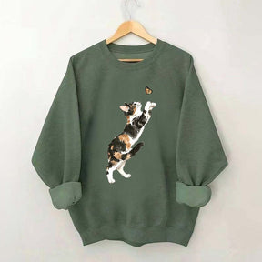 Cute Cat and Butterfly Sweatshirt
