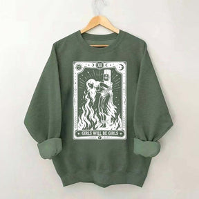 Retro Girls Will Be Girls Witch With Sigarete Sweatshirt