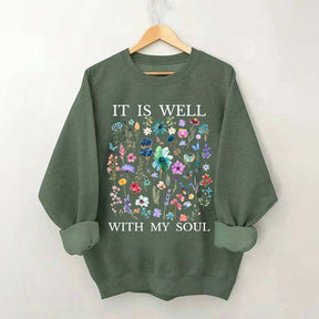 It Is Well Floral Religous Wildflowers Sweatshirt