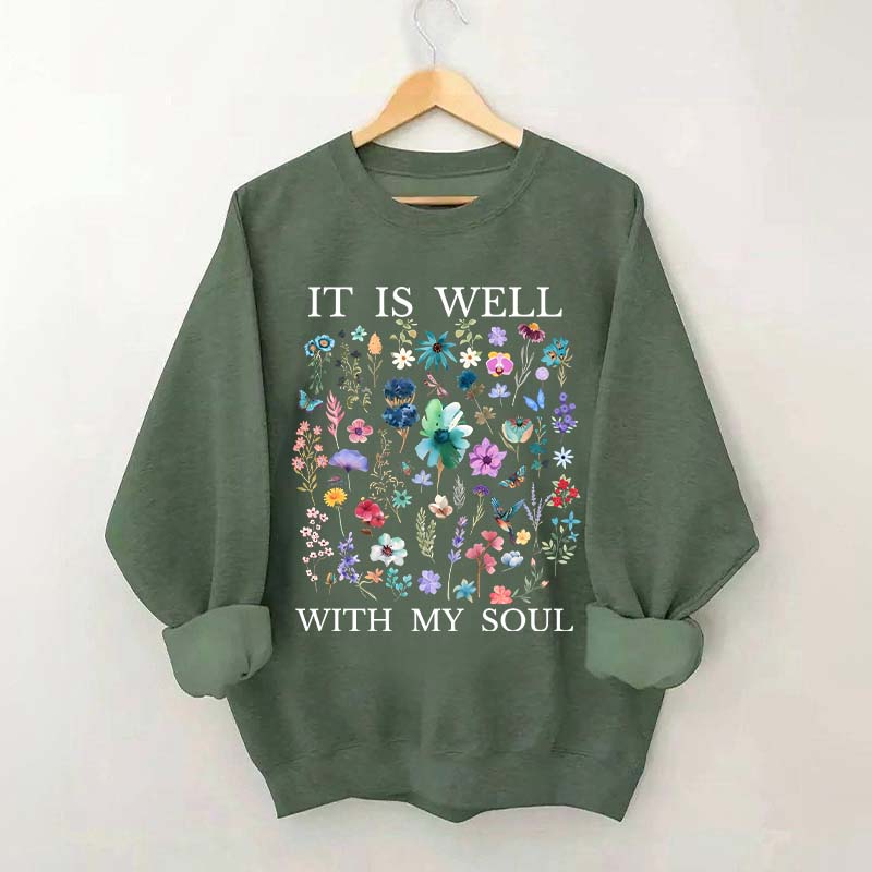 It Is Well Floral Religous Wildflowers Sweatshirt