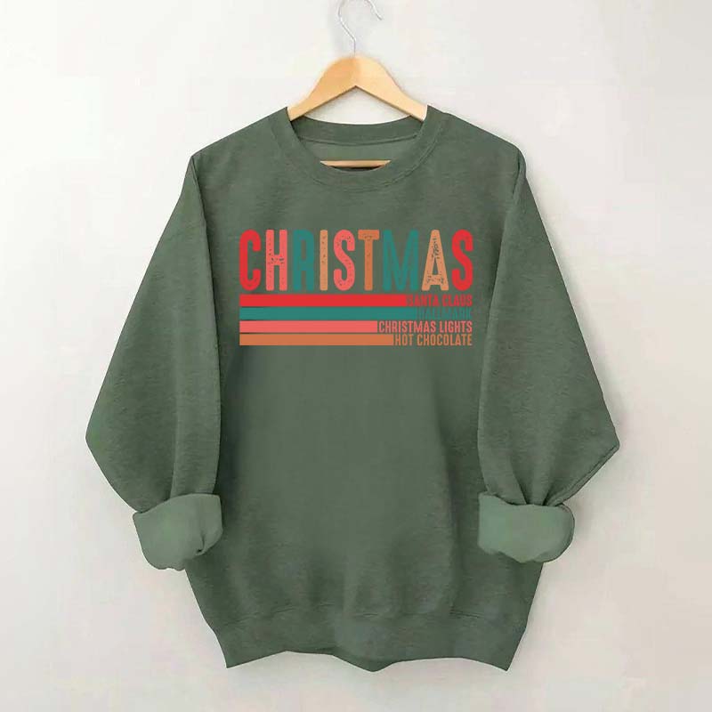 Retro Christmas Santa Clause Xmas Light Sweatshirt