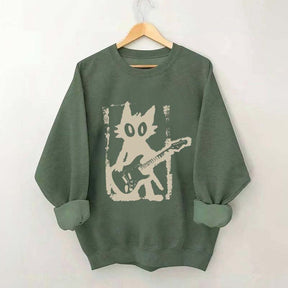 Rock Star Cat Electric Guitar Kitty Sweatshirt