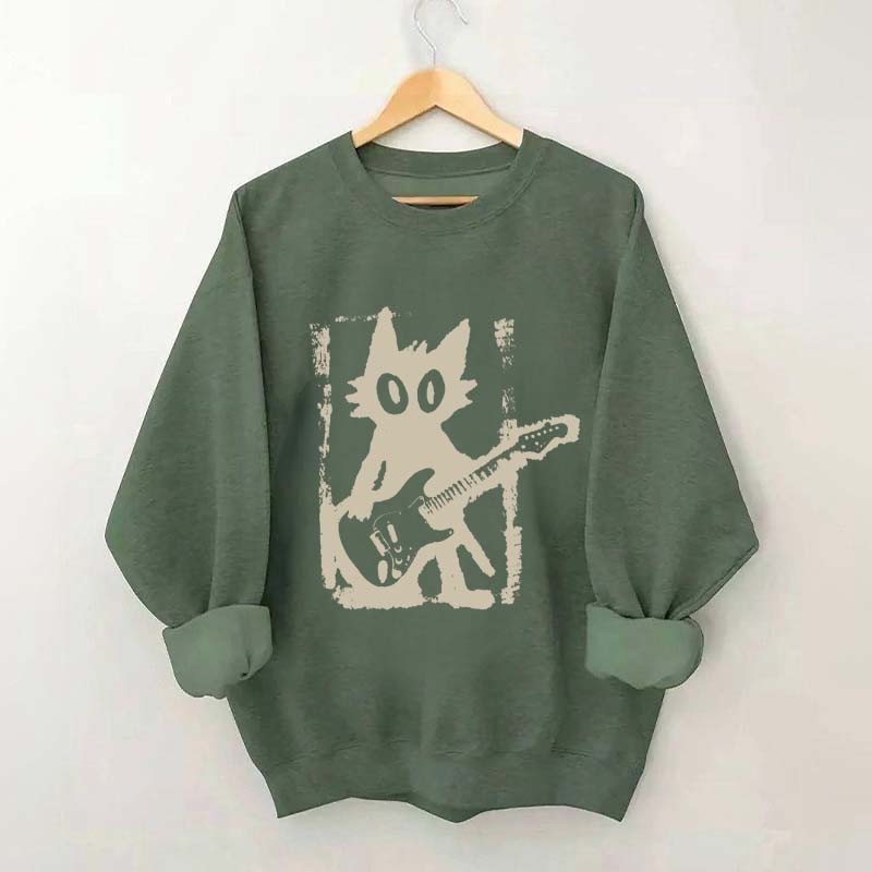 Rock Star Cat Electric Guitar Kitty Sweatshirt