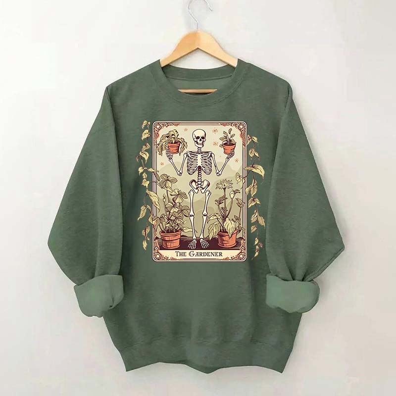Gardener Skeleton Lover Tarot Card Sweatshirt