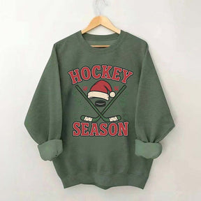 Christmas Hockey Santa Hat Sweatshirt