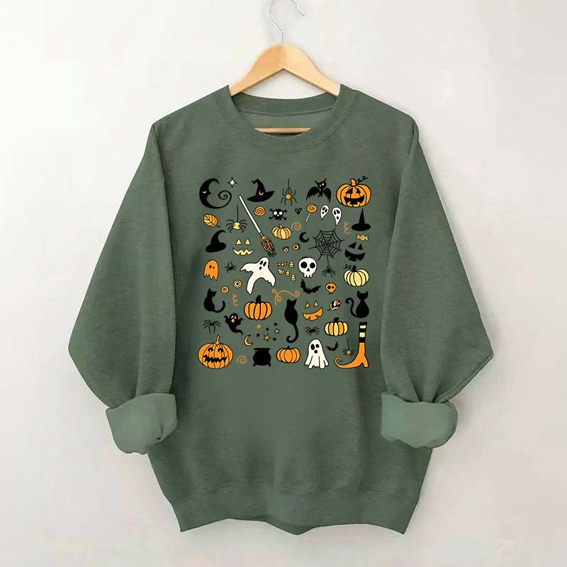 Halloween Doodles Little Things Witch Pumpkin Sweatshirt