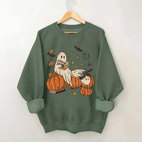 Ghost Reading Fantasy Book Sweatshirt
