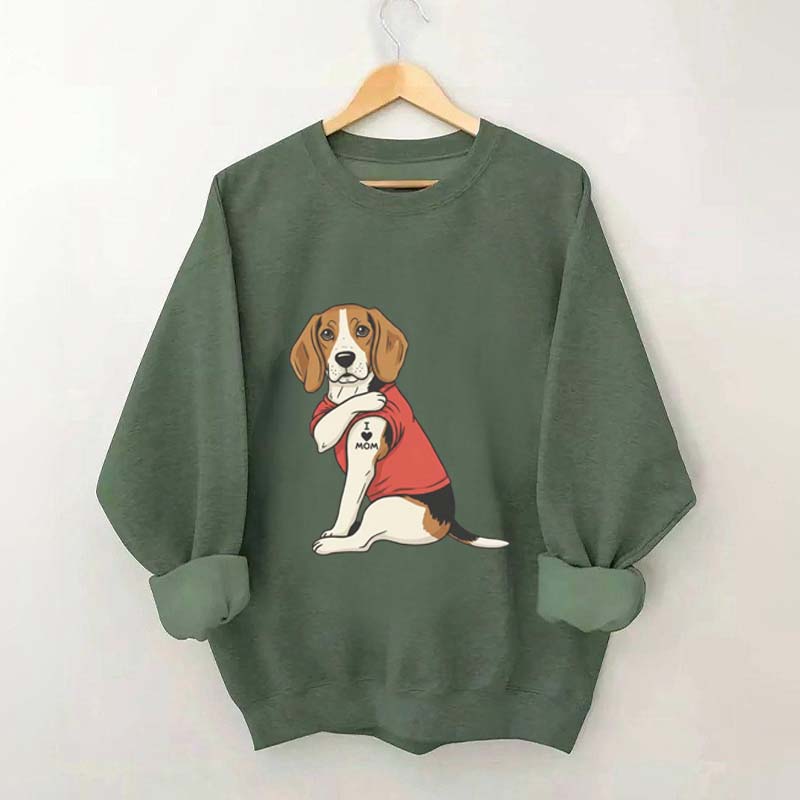 Featuring Tattooed Dog I Love Mom Sweatshirt