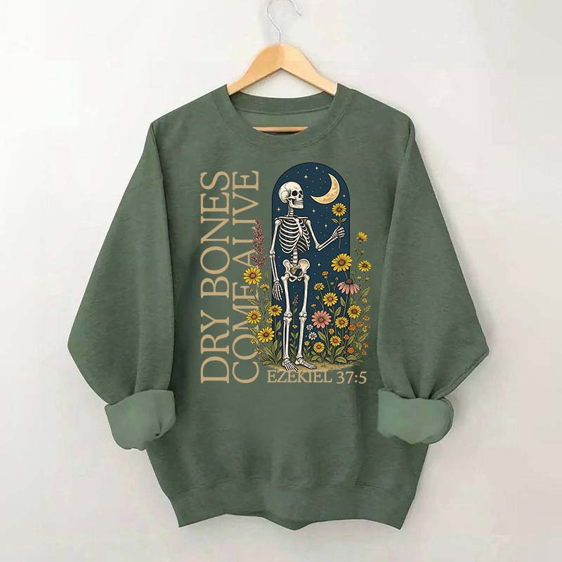 Dry Bones Come Alive Catholic Boho Floral Sweatshirt