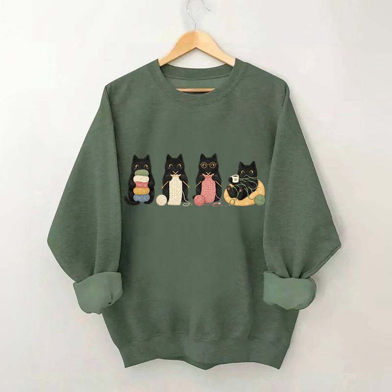 Black Cats Knitting Funny Sweatshirt