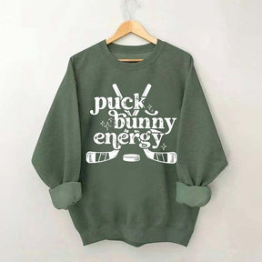 Puck Bunny Energy Retro Hockey Sweatshirt