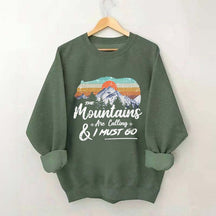 Retro Mountains Are Calling Hiking Camping Sweatshirt