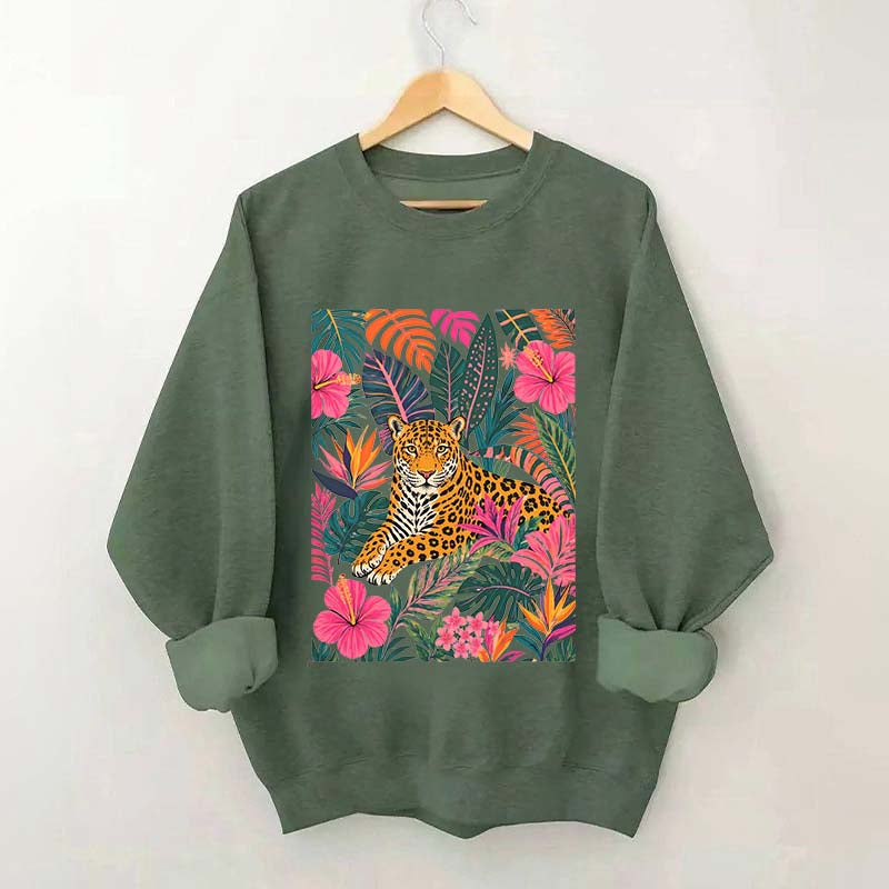 Tiger Floral Jungle Animal Sweatshirt