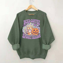 Spooky Season Ice Coffee Preppy Halloween Sweatshirt