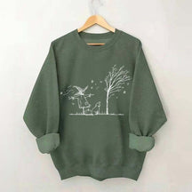 Minimalist Halloween Scarecrow Dog Tree Pumpkin Sweatshirt