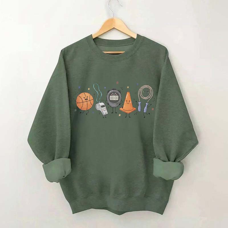 PE Teacher Doodle Character Sweatshirt