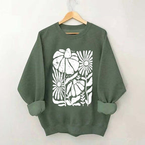 Boho Wildflowers Distressed Flowers Sweatshirt
