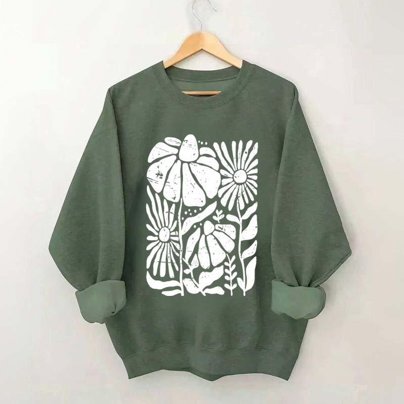 Boho Wildflowers Distressed Flowers Sweatshirt