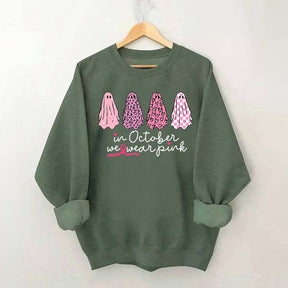 In October We Wear Pink Ghost Cancer Fighter Sweatshirt