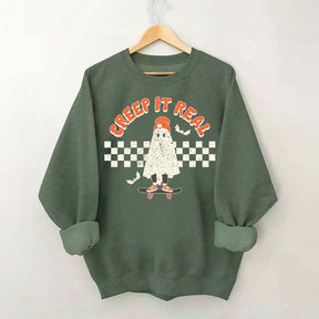 Retro Ghost Creep It Real Halloween Sweatshirt