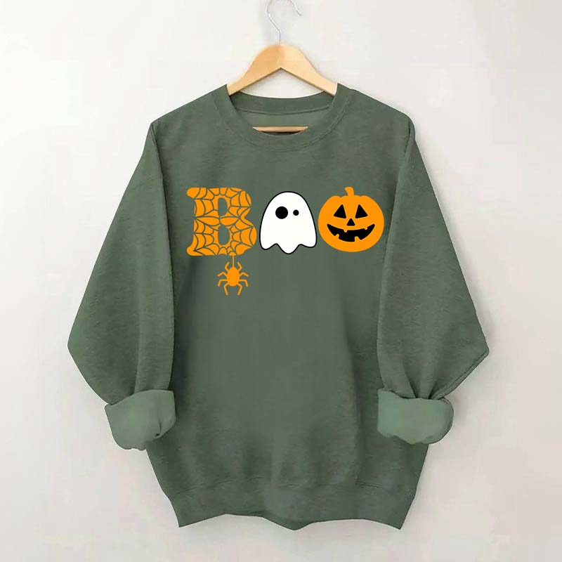 Halloween Boo Ghost Pumpkin Spider Sweatshirt
