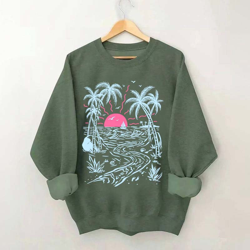 Salty Summer Beach Life Tree Sweatshirt