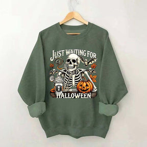 Just Waiting for Halloween Retro Halloween Sweatshirt