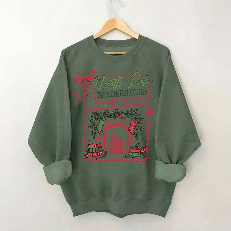 North Pole Readers Club Coquette Christmas Book Sweatshirt