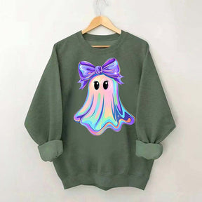 Shimmering  Iridescent Glitter Ghost Sweatshirt