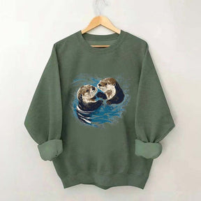Vintage Otters Ocean Animals Sweatshirt