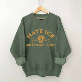 Hate ICE But Love Gay Hockey Boxy Sweatshirt