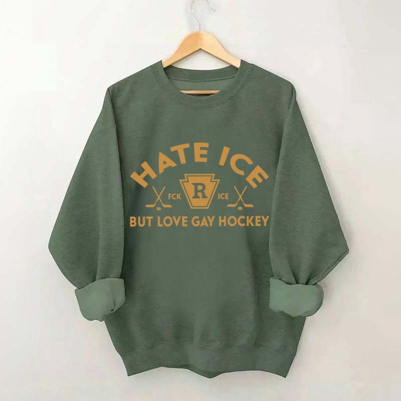 Hate ICE But Love Gay Hockey Boxy Sweatshirt