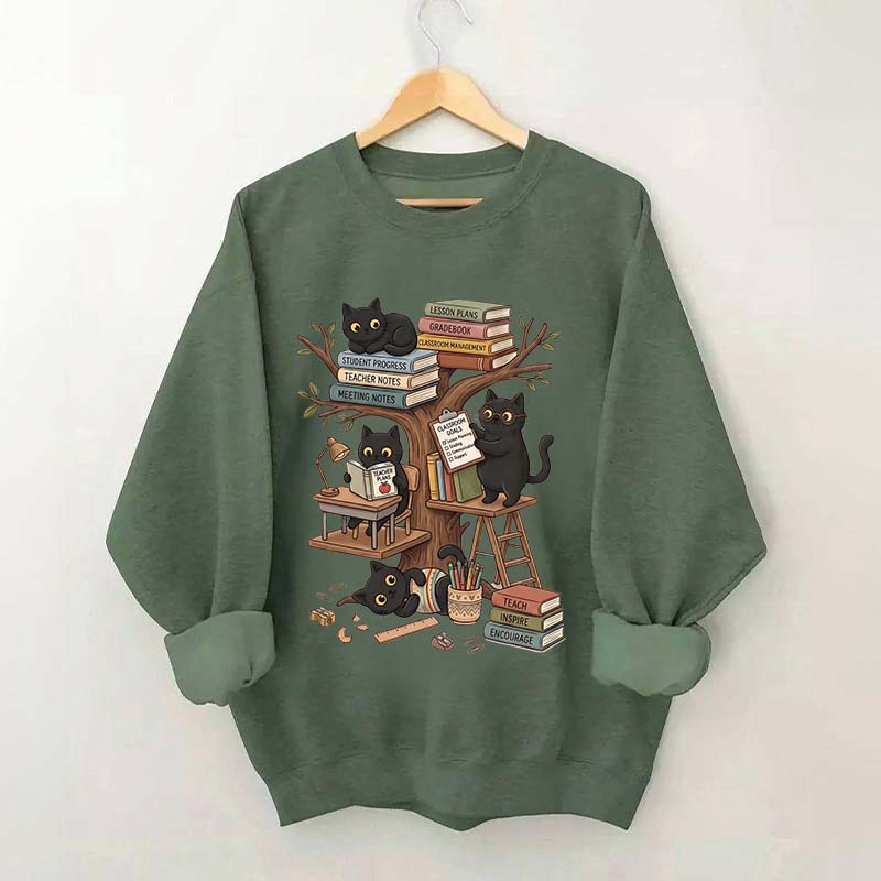 First Day Of School Black Cat Teacher Sweatshirt