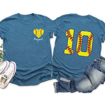 Custom Number And Name Softball Heart T-Shirt