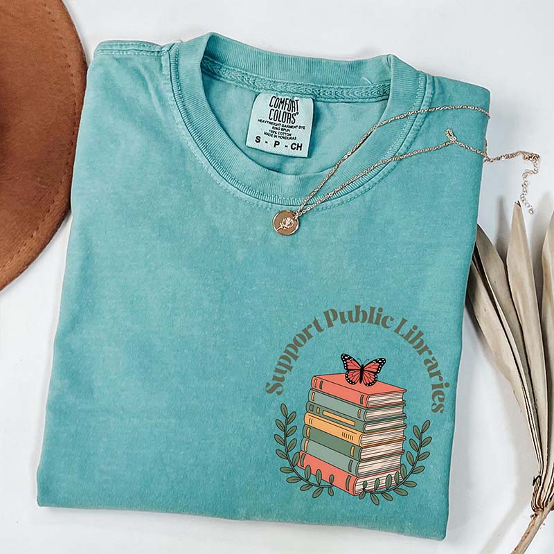 Comfort Colors Support Public Libraries Bookworm T-Shirt