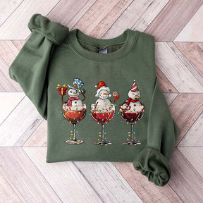 Christmas Wine Snowmen Sweatshirt