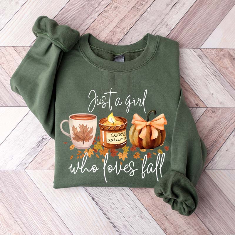 Just A Girl Who Loves Fall Football Coffee Sweatshirt