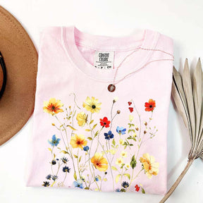 Delicate Floral Print Botanical T-Shirt