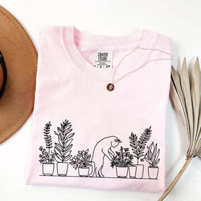 Cats and Plants Line T-Shirt