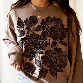 Vintage Linocut Flower Sweatshirt