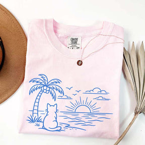 Cat Watching Sunset T-Shirt