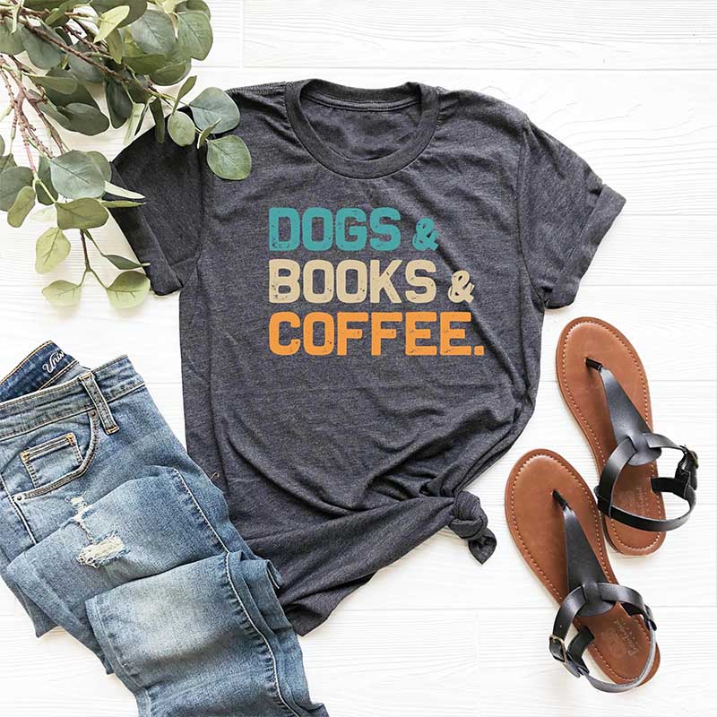 Dogs Books Coffee T-Shirt