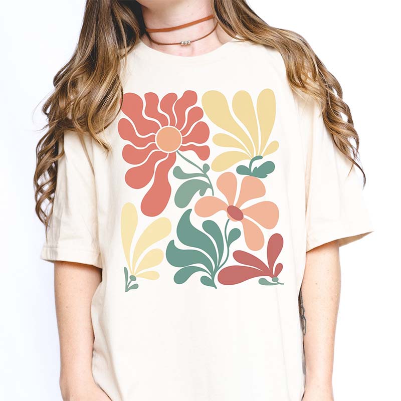Boho Abstract Wild Flowers  T-Shirt