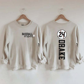 Custom Baseball Name And Number Mom Sweatshirt