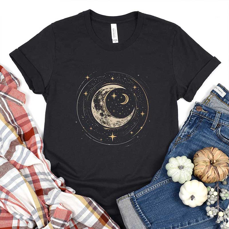 Crescent Moon And Stars Mystic Bohemian T-Shirt