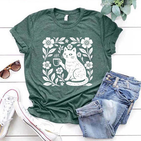 Boho Cat Coffee Lover T-Shirt
