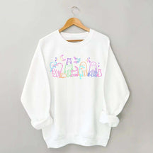 Cute Neon Halloween Ghost Cats Sweatshirt